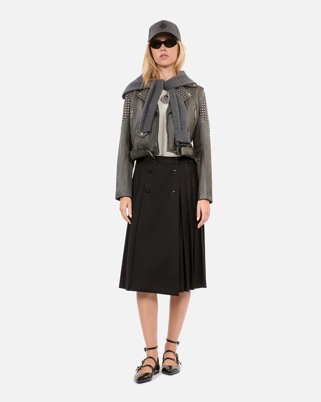 The Kooples F BLACK studded black leather jacket