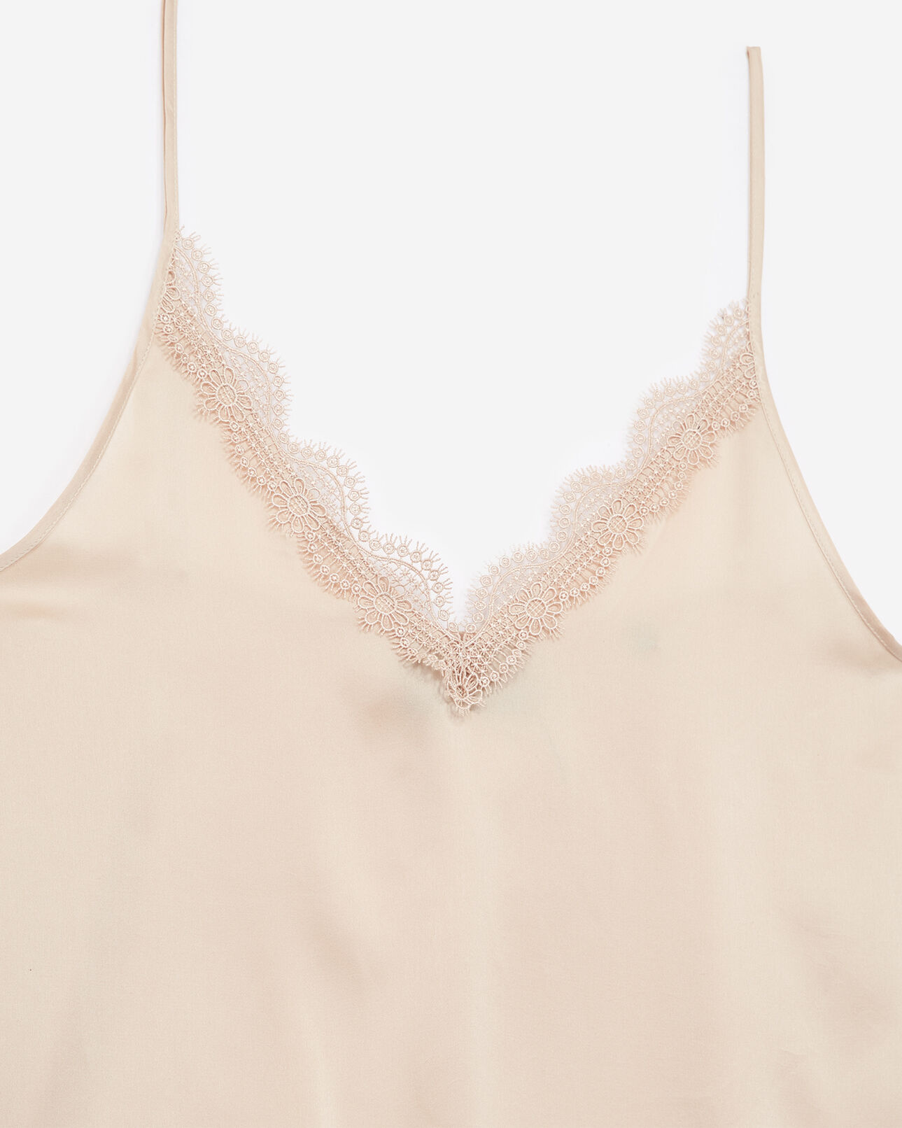 The Kooples MUJER NUDE camiseta de tirantes beige de encaje y seda
