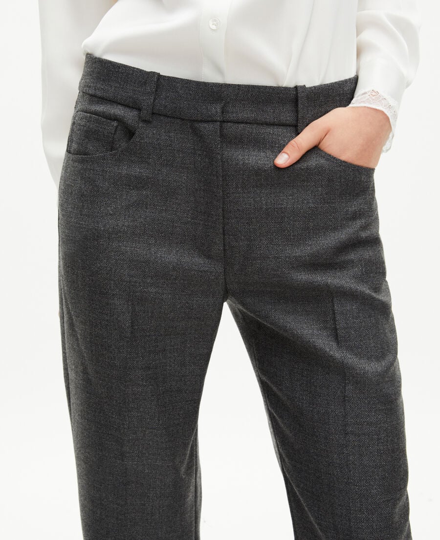 The Kooples WOMEN BLACK dark gray wool bootcut tailored pants