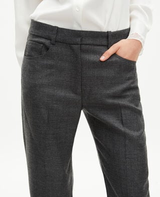 The Kooples WOMEN BLACK dark gray wool bootcut tailored pants