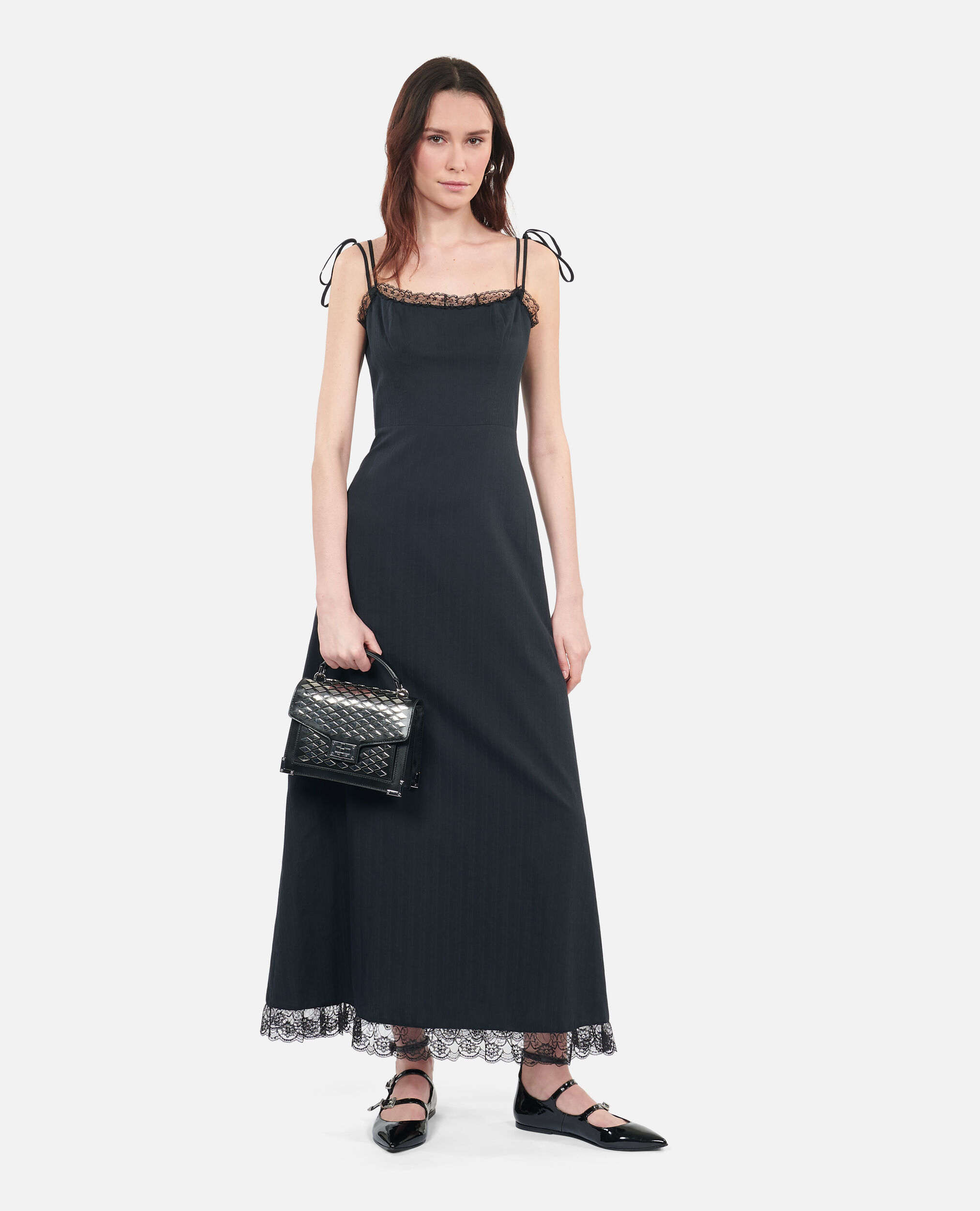 Robe longue avec dentelle noire The Kooples France