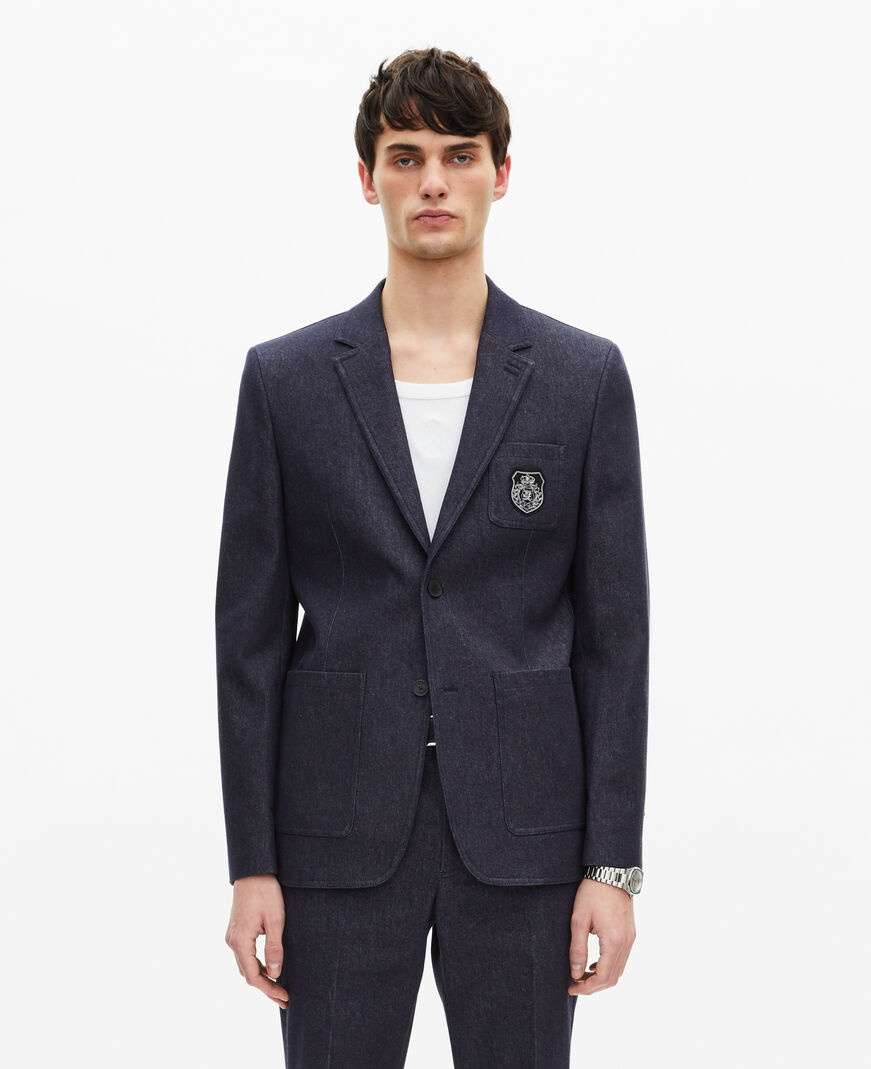 The Kooples HOMME NAVY veste de costume effet denim bleue