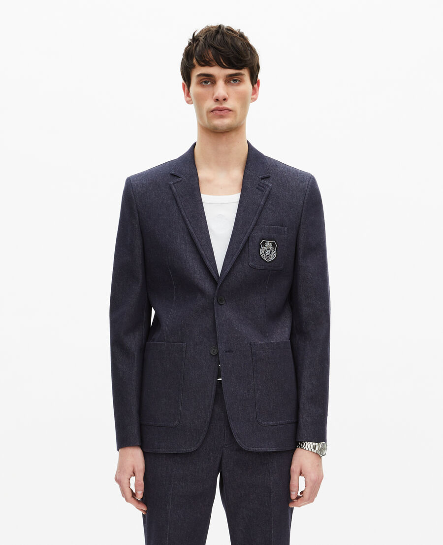 The Kooples HOMME NAVY veste de costume effet denim bleue