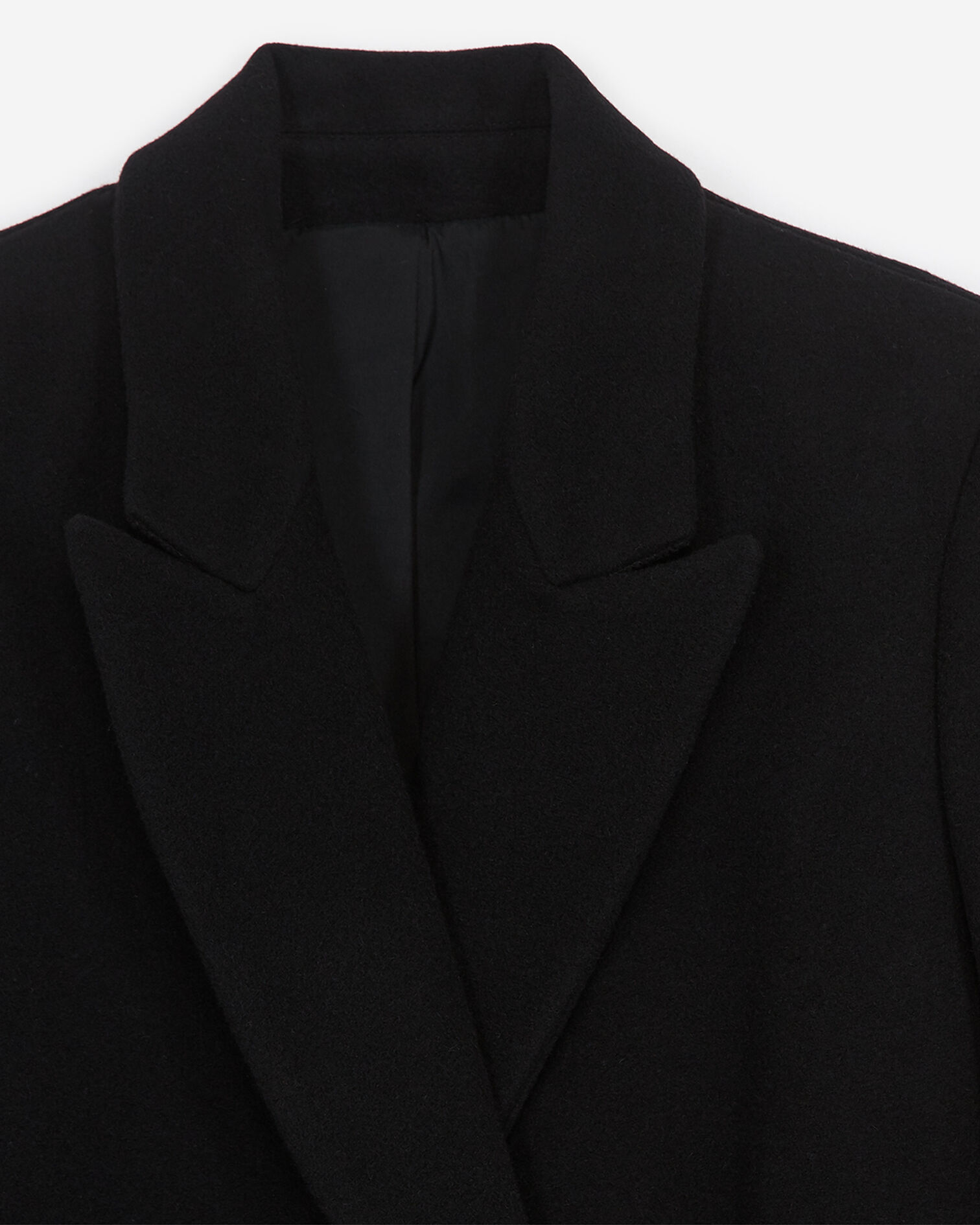 Double-breasted long black wool coat, BLACK, hi-res image number null