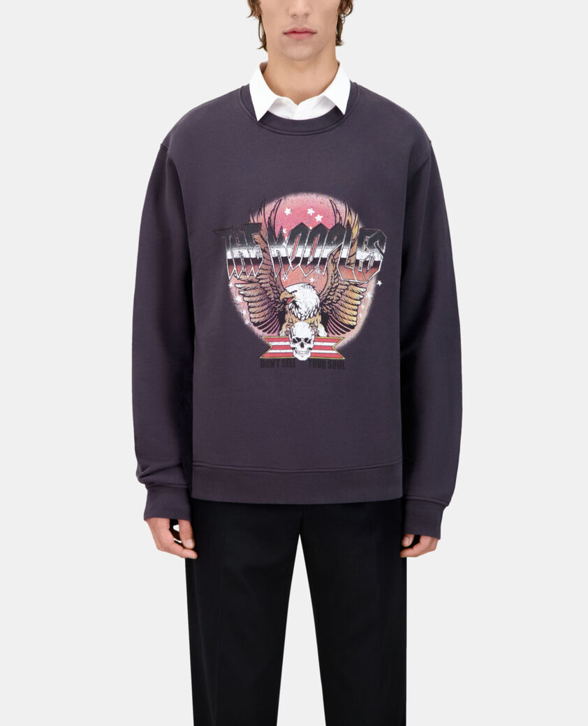 The Kooples HERREN CARBONE carbongraues sweatshirt mit siebdruck