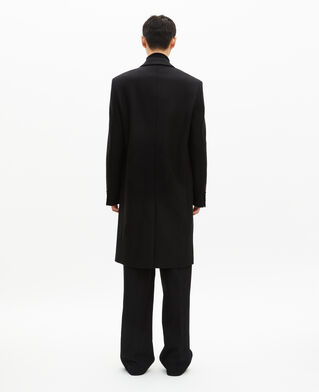 The Kooples MEN BLACK black leather lapel collar coat