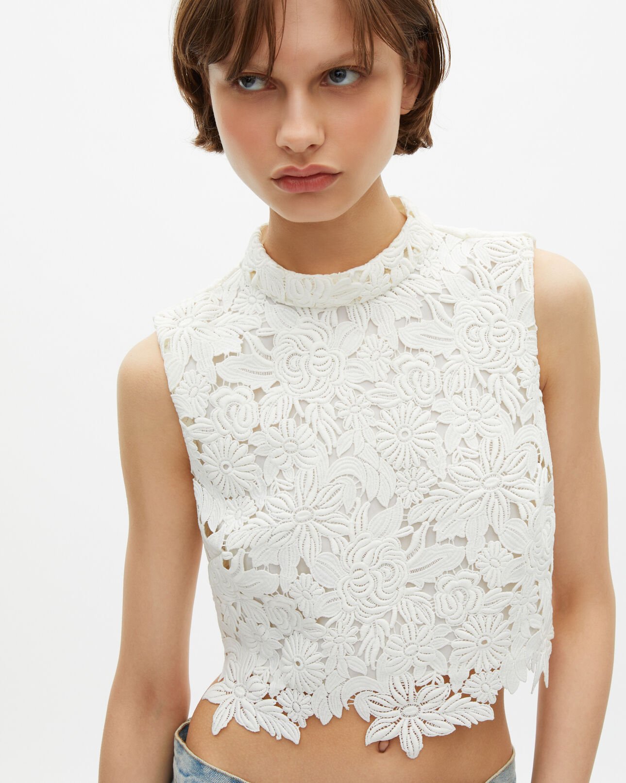 The Kooples WOMEN ECRU ecru floral lace top