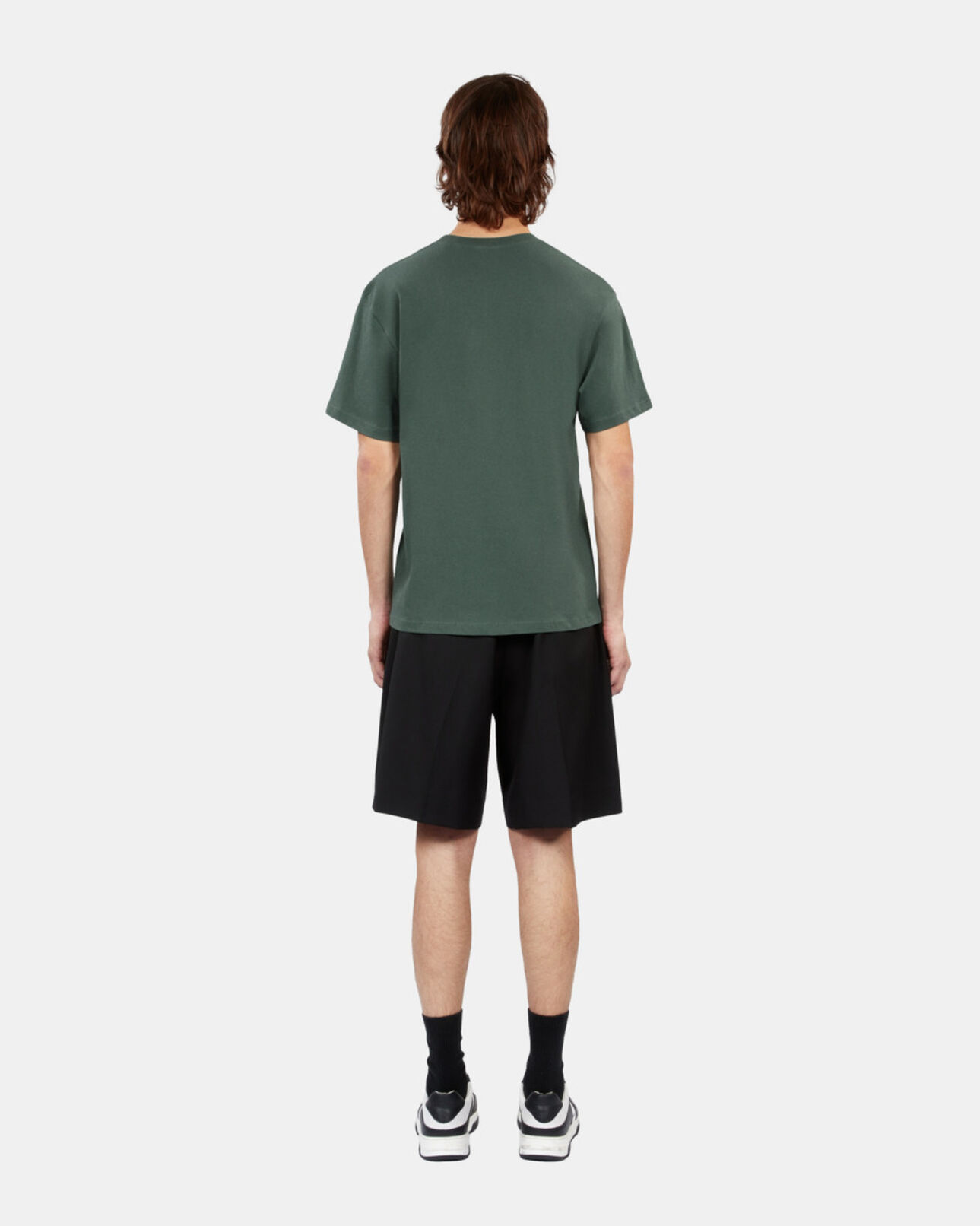The Kooples MEN FOREST men's green t-shirt with flower skull serigraphy