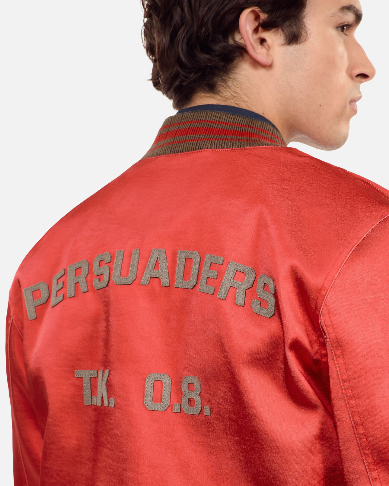 The Kooples MEN RUBIS red satin jacket with patches