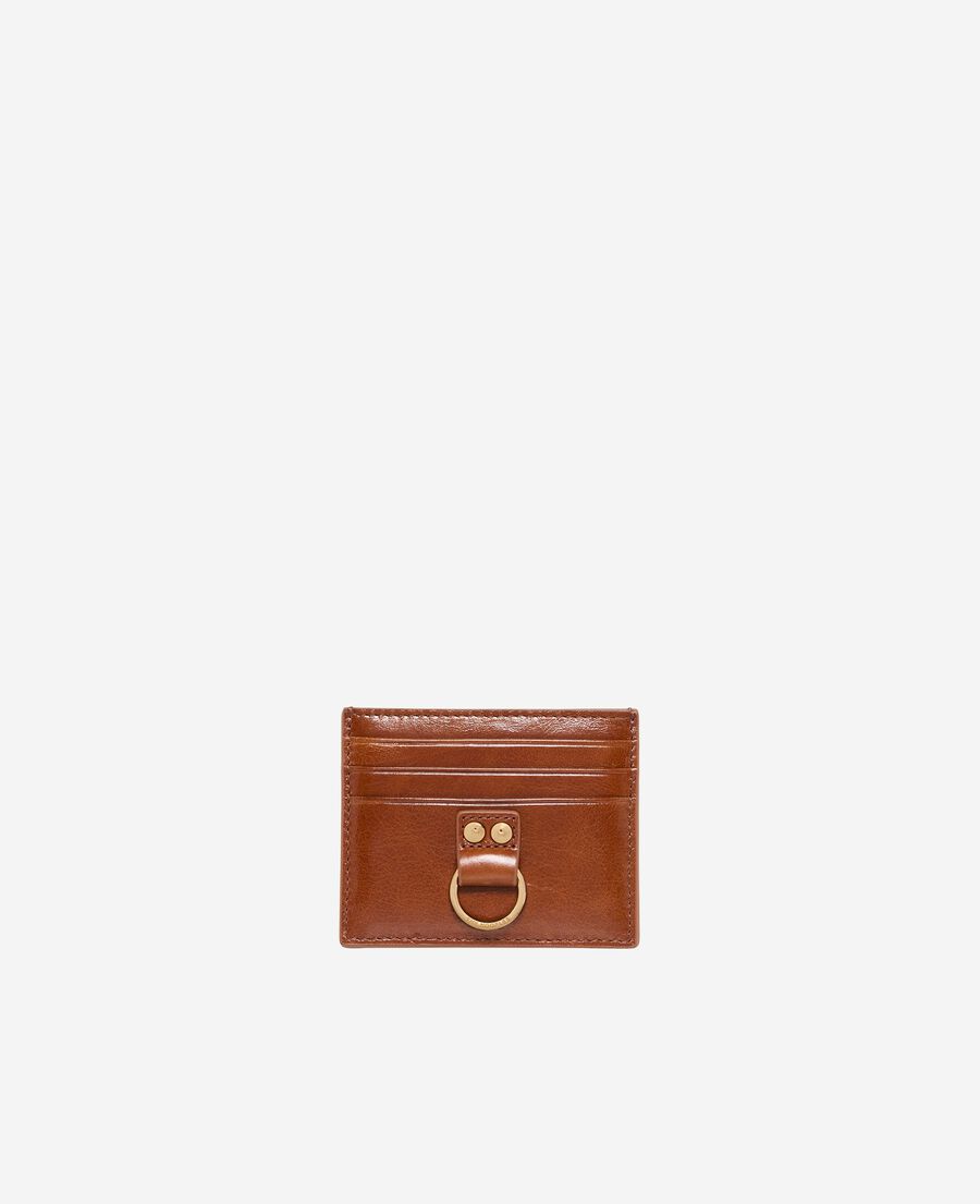 The Kooples WOMEN BROWN amelia brown leather card case