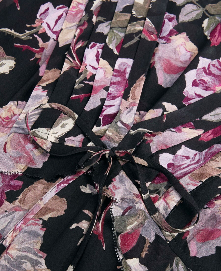 The Kooples DAMEN BLACK / PURPLE langes kleid mit blumenprint