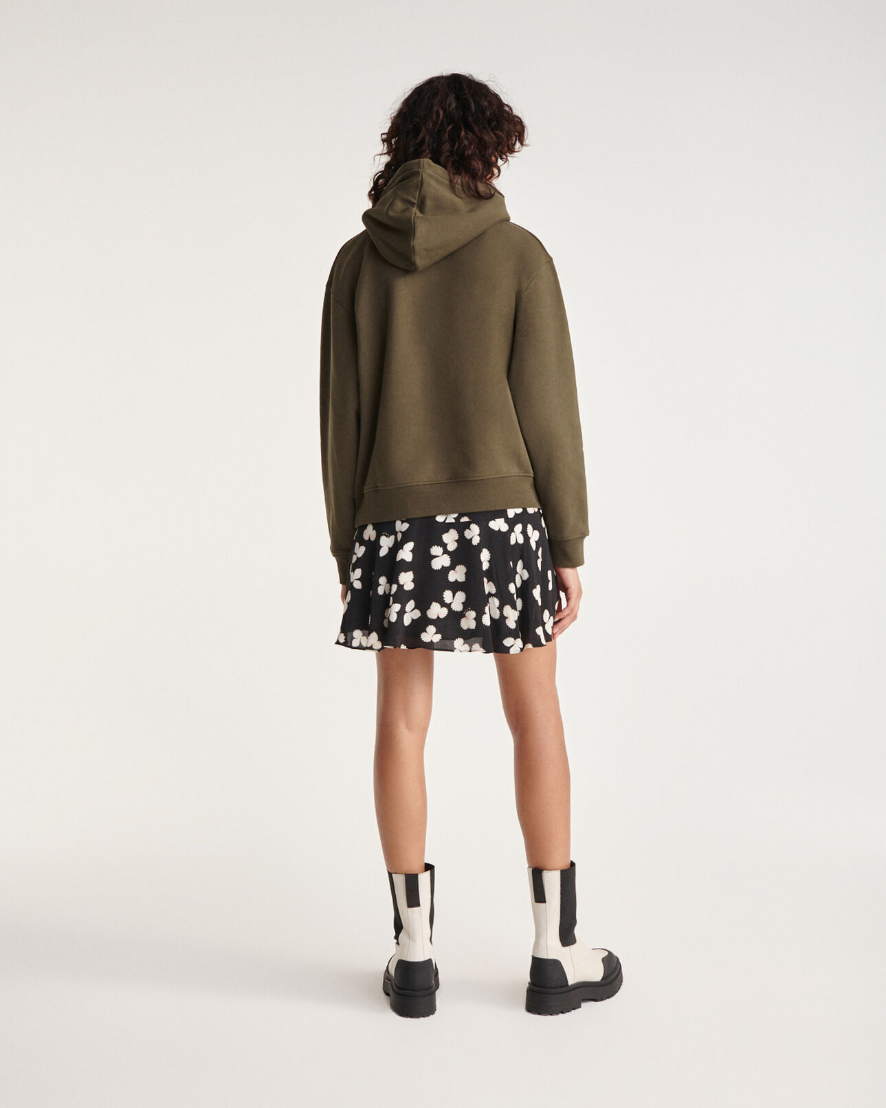 The Kooples WOMEN KAKI khaki sweatshirt with hood and rock logo