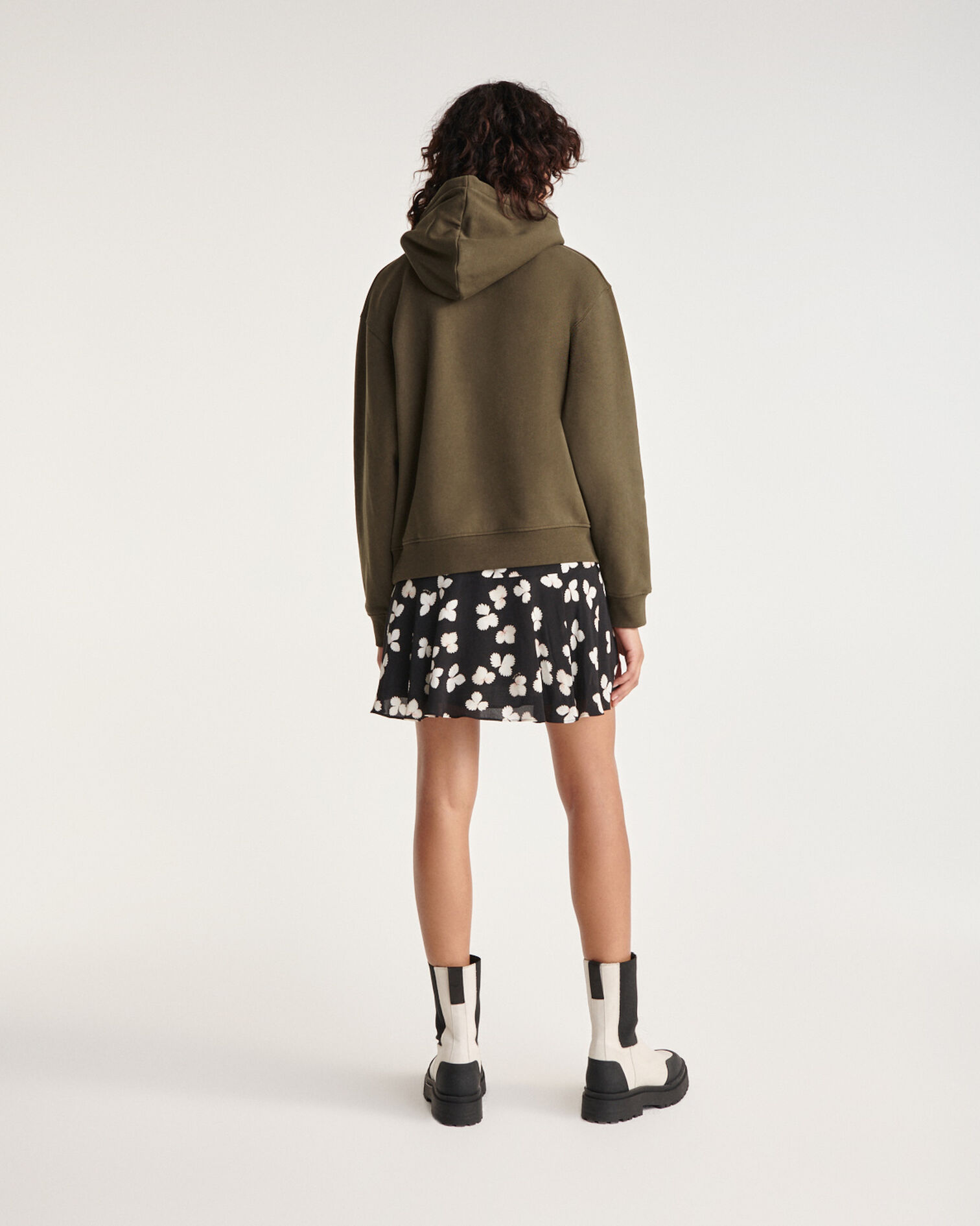 Khaki sweatshirt with hood and rock logo, KAKI, hi-res image number null