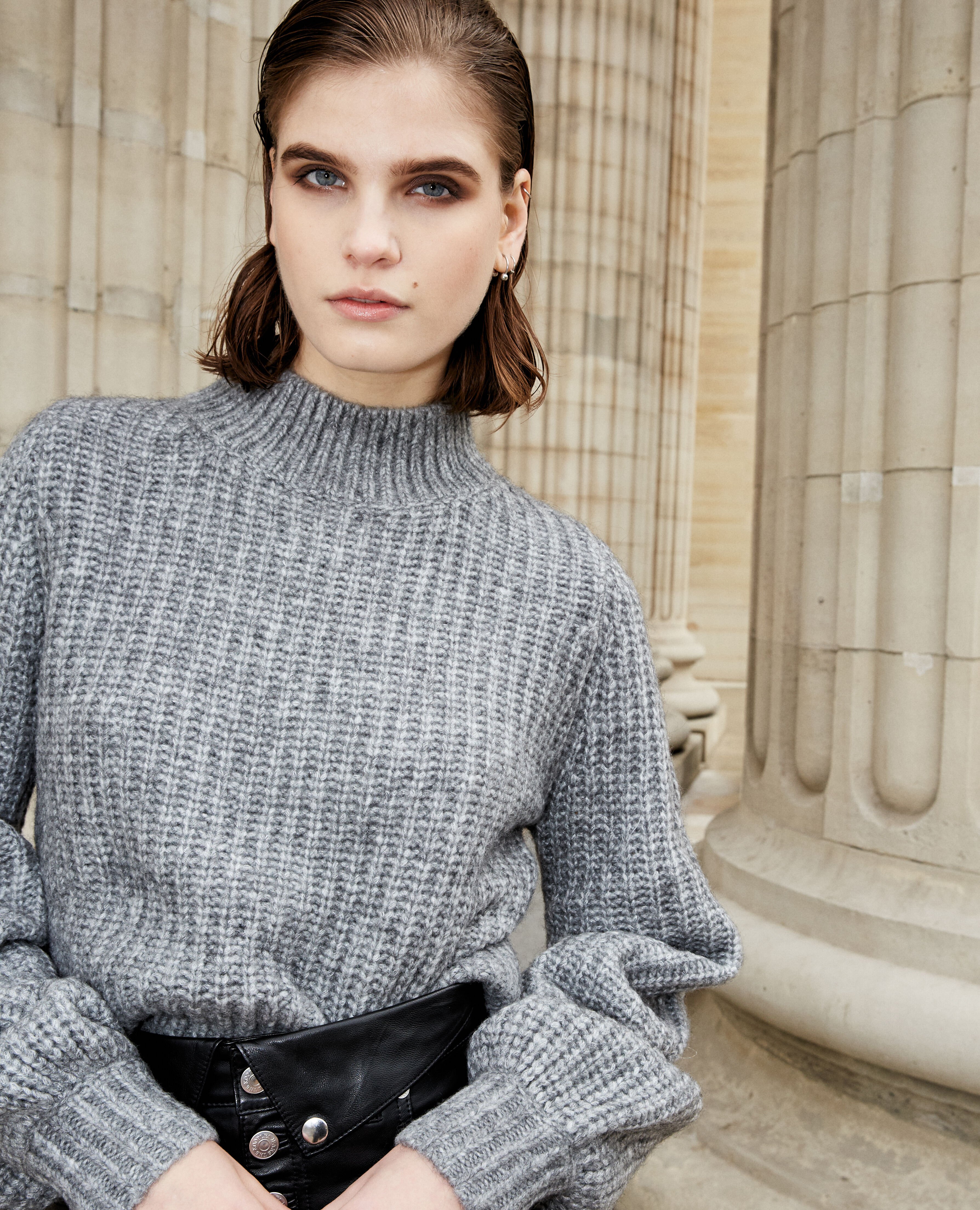 Grey turtleneck sweater