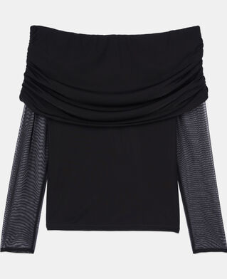 The Kooples DAMEN BLACK schwarzes oberteil aus jersey