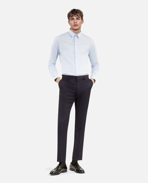 chemise formelle bleue en popeline