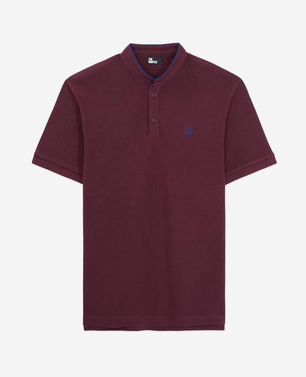 burgundy cotton polo t-shirt
