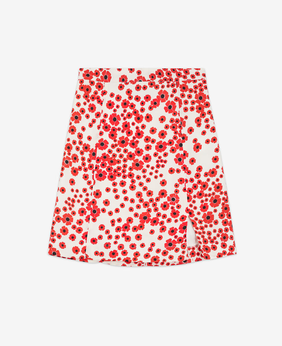 short red floral skirt