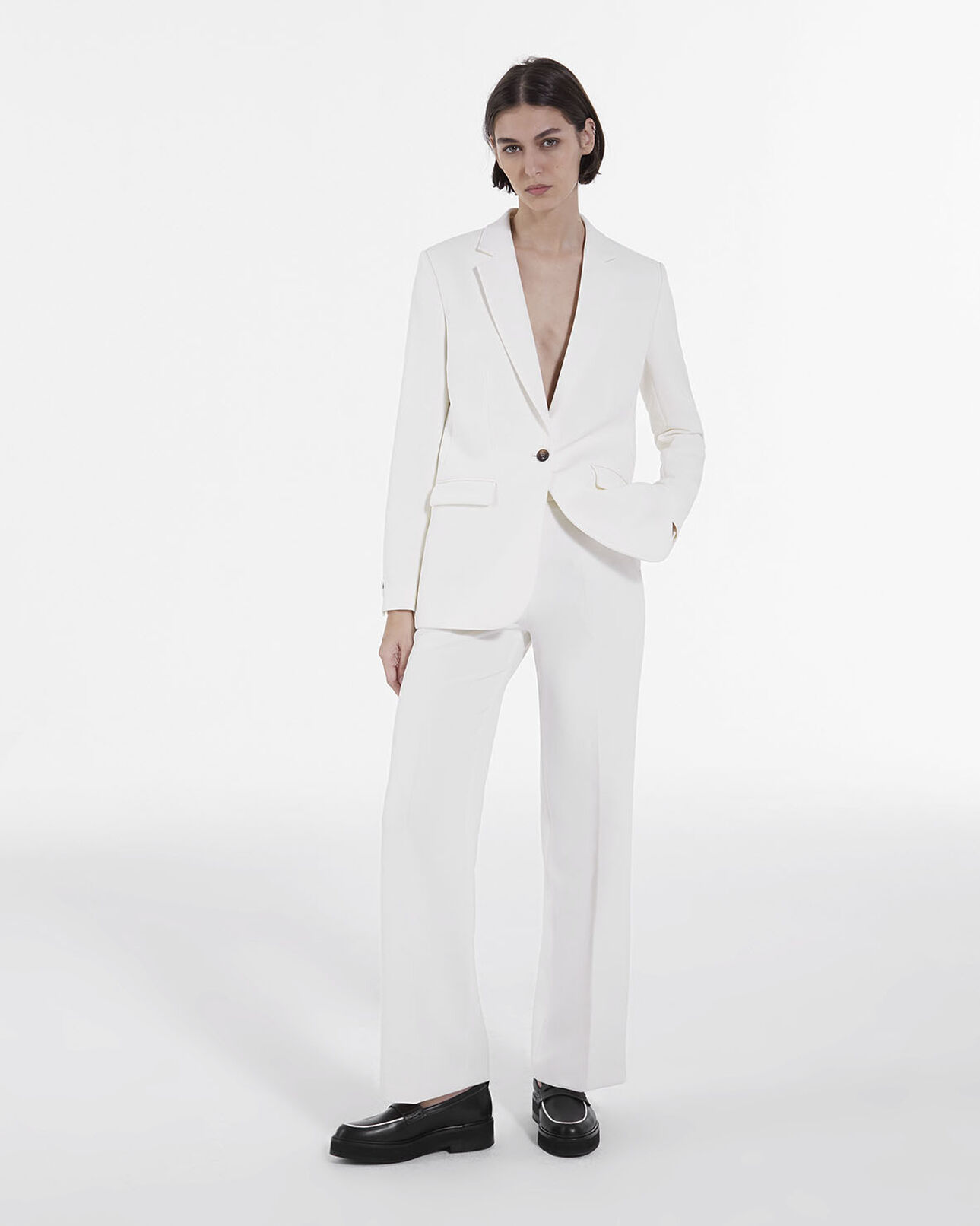 The Kooples DAMEN ECRU ecrufarbener blazer aus crêpe
