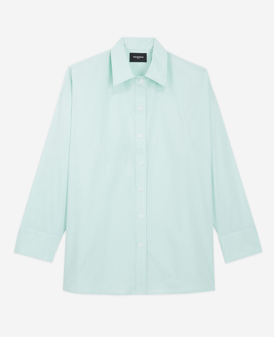 The Kooples FEMME GREEN chemise coton verte longue à boutonnage