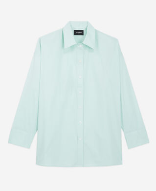 The Kooples FEMME GREEN chemise coton verte longue à boutonnage