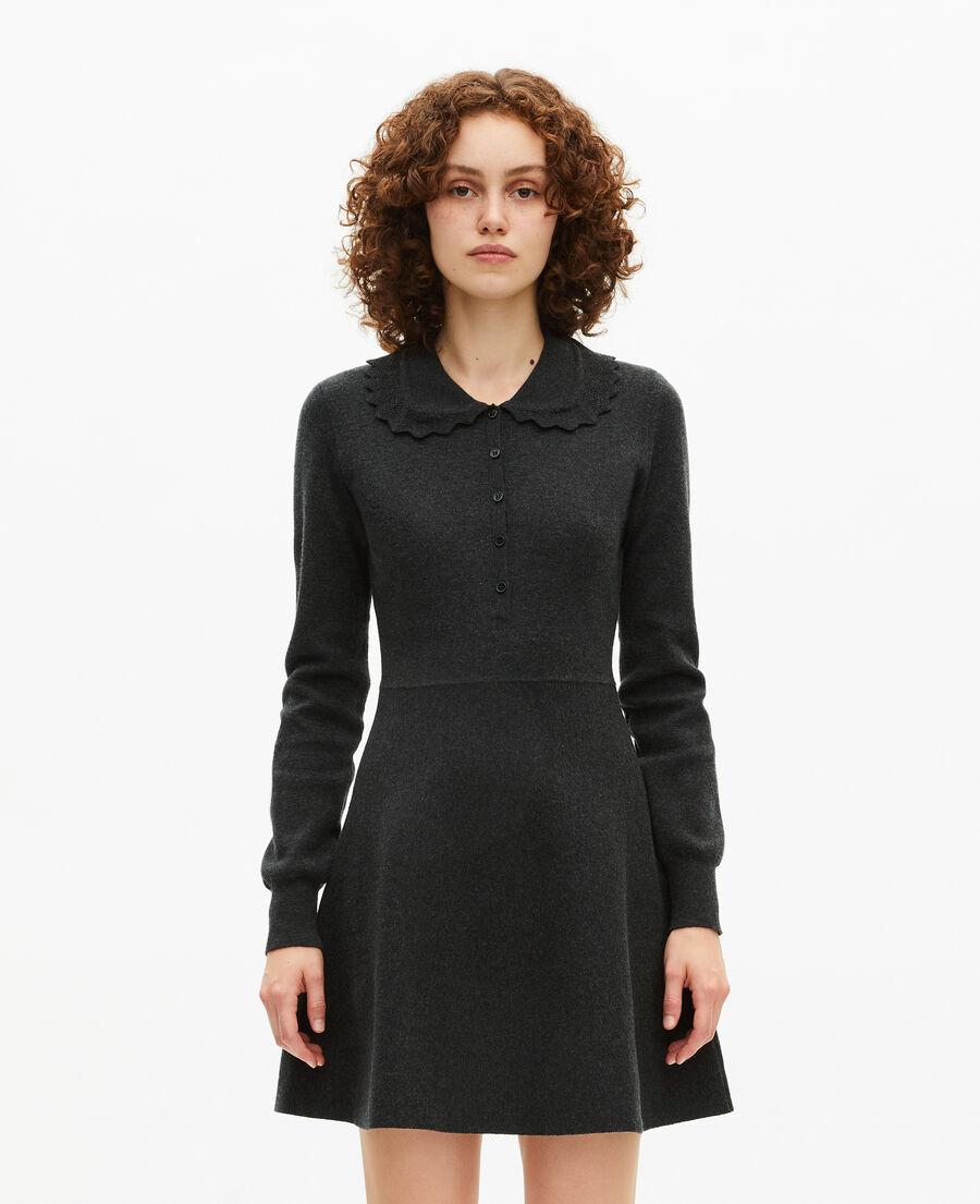 The Kooples FEMME BLACK robe courte en maille noire