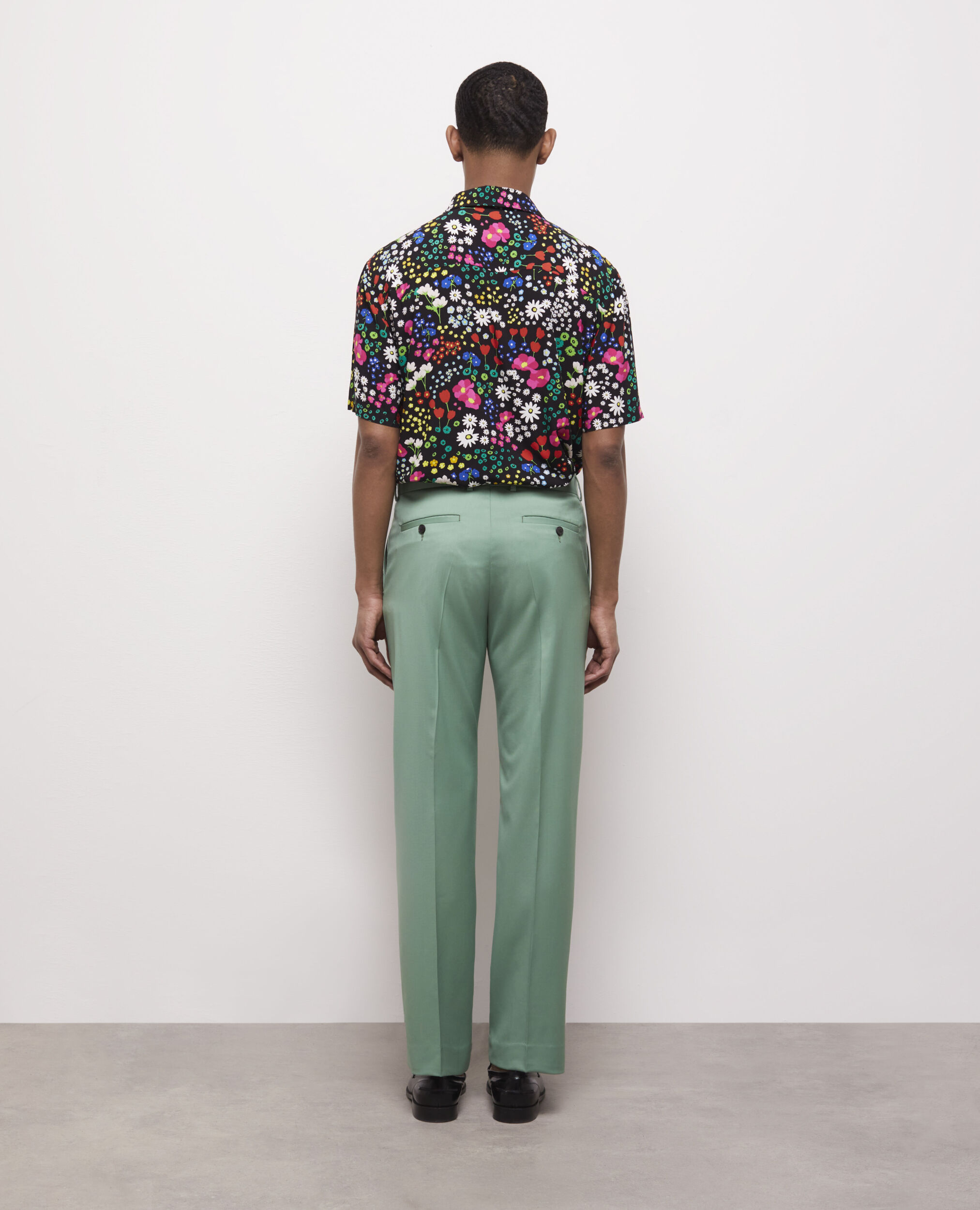 Green wool suit pants, GREEN, hi-res image number null