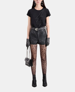 The Kooples F BLACK leather shorts with studs