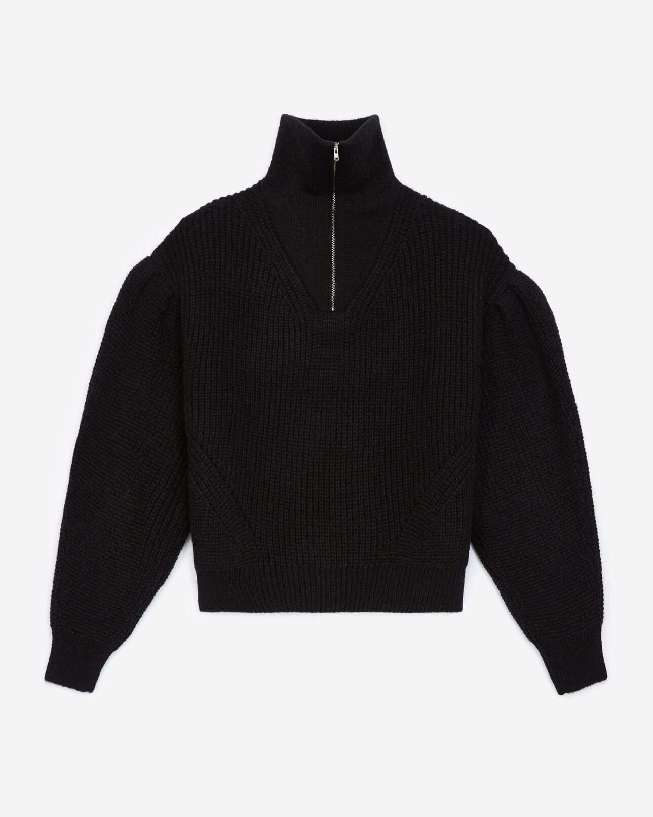 The Kooples FEMME BLACK pull maille noir à col camionneur