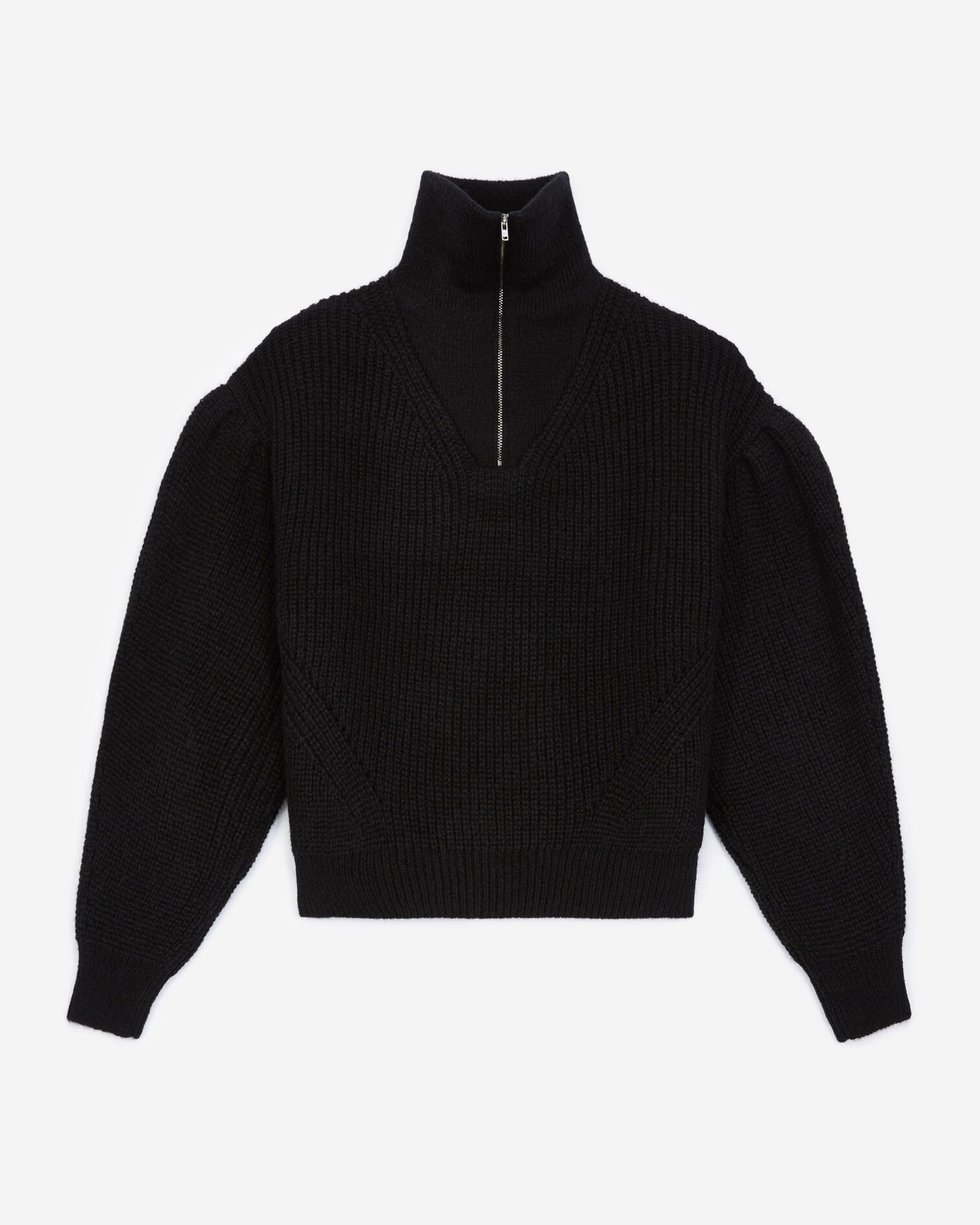 Pull maille noir à col camionneur, BLACK, hi-res image number null