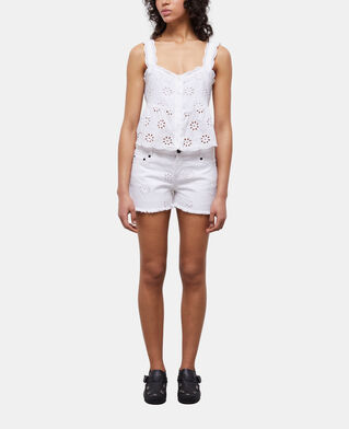 The Kooples WOMEN WHITE white denim shorts with broderie anglaise
