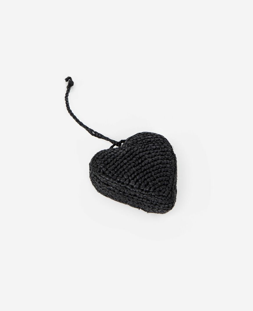 The Kooples FEMME BLACK bijou de sac cœur en raphia noir