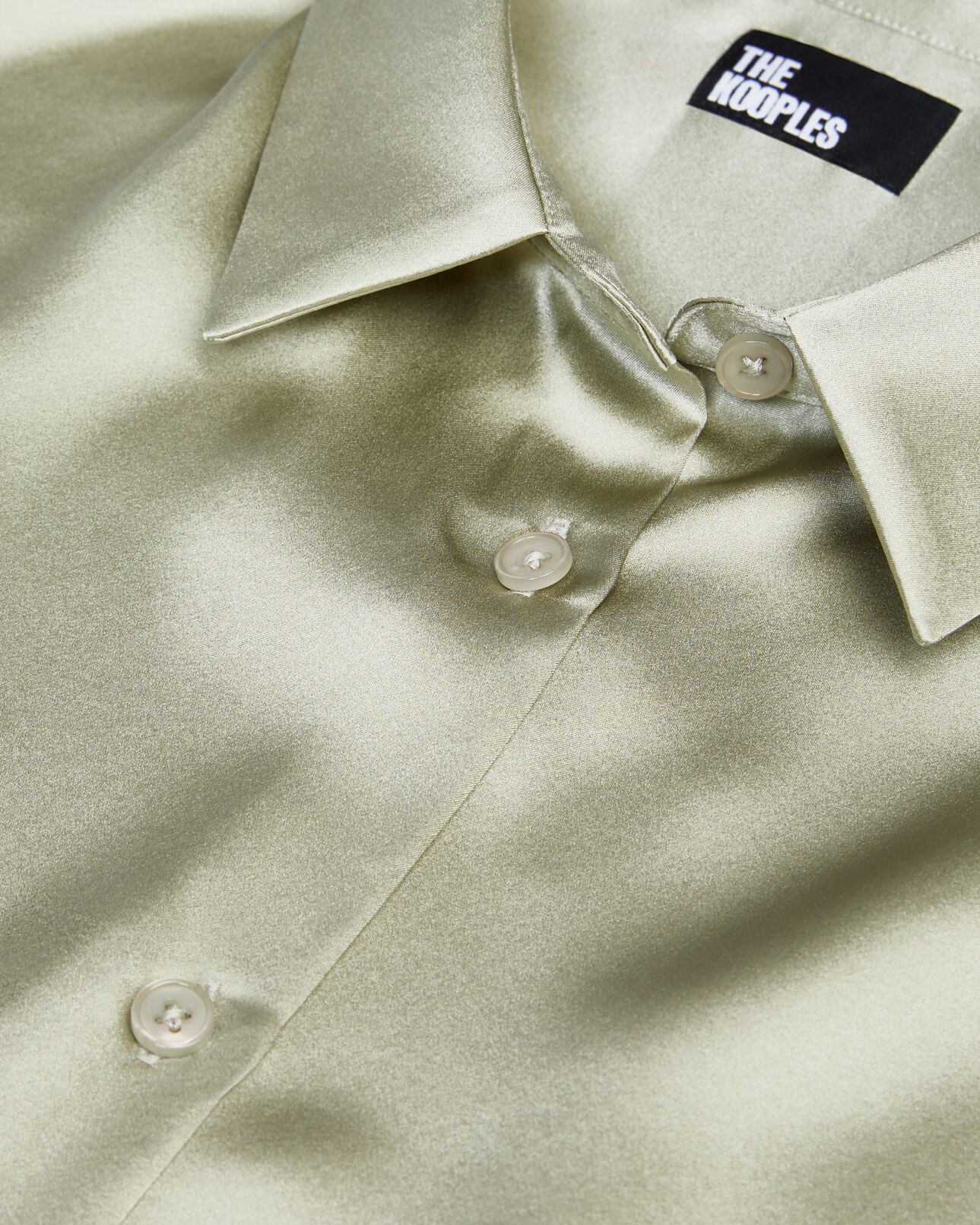 The Kooples WOMEN KAKI GREY light green satin silk shirt