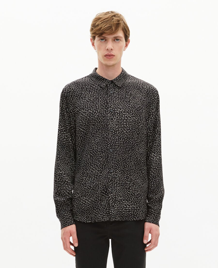 The Kooples MEN BLACK WHITE white and black micro dot print shirt