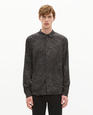 The Kooples MEN BLACK WHITE white and black micro dot print shirt