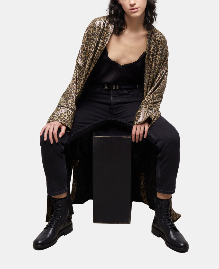 leopard-print kimono