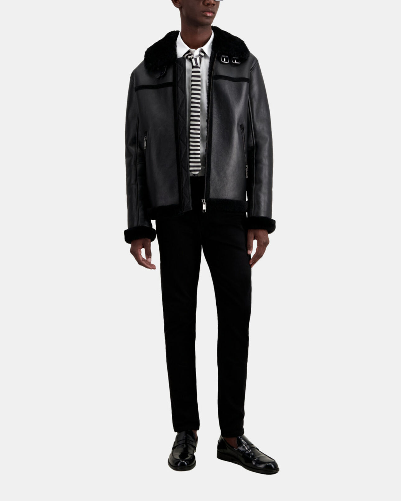 The Kooples MEN BLACK black shearling jacket