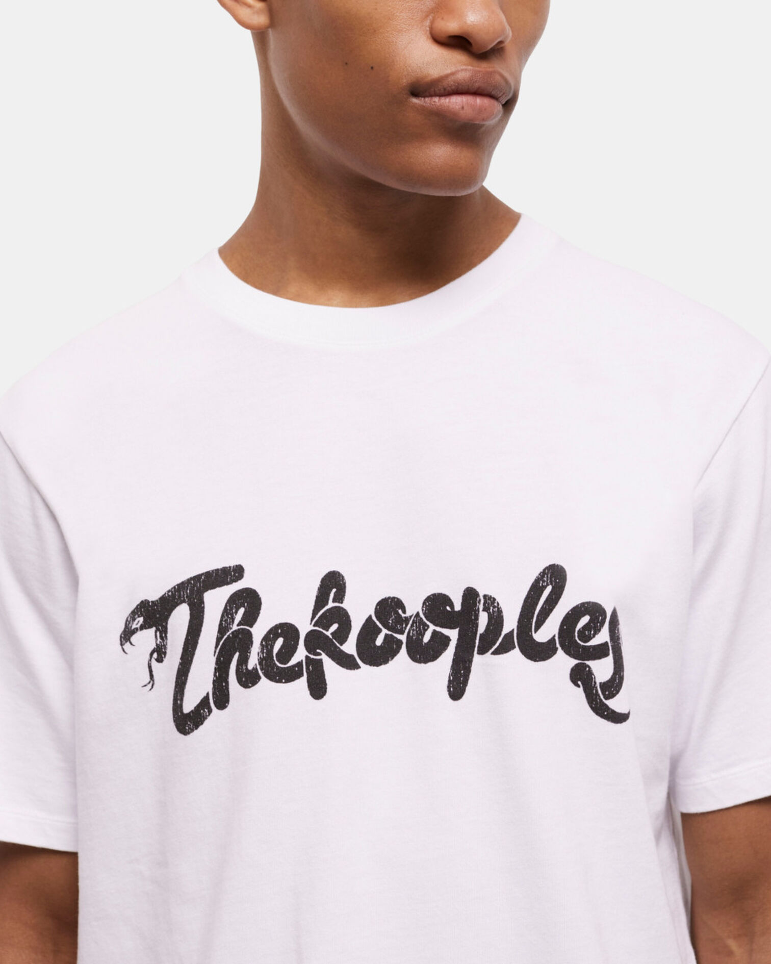 Men's white t-shirt with snake logo print, WHITE, hi-res image number null