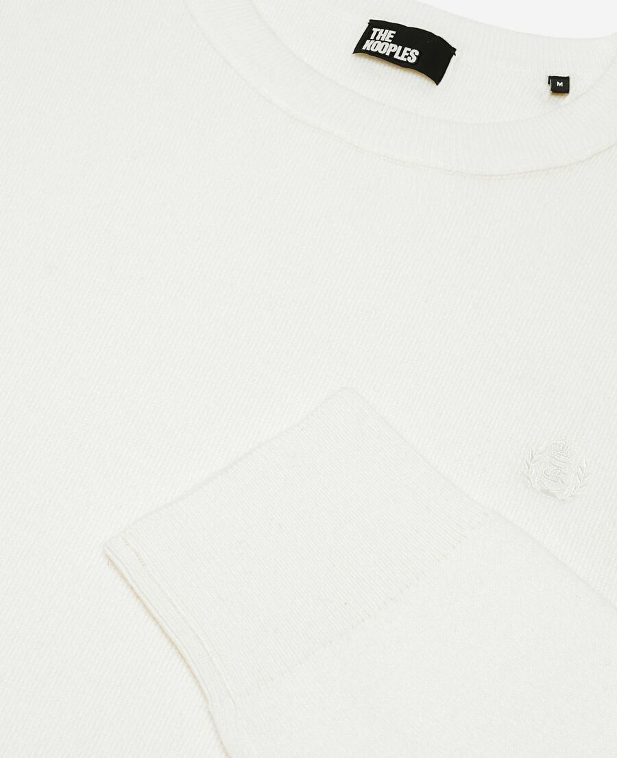 The Kooples HOMME ECRU pull col rond double face écru