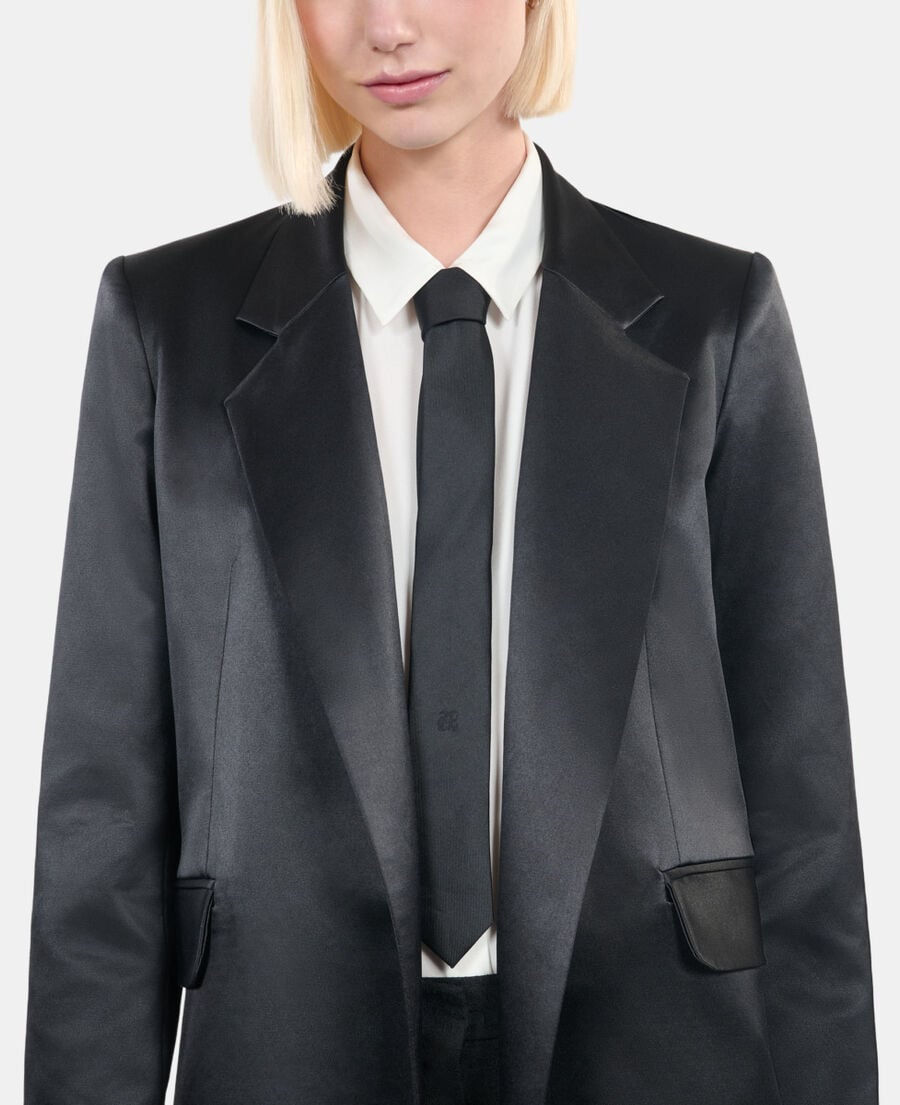 The Kooples F BLACK the kooples x carolina ritzler black satin coat