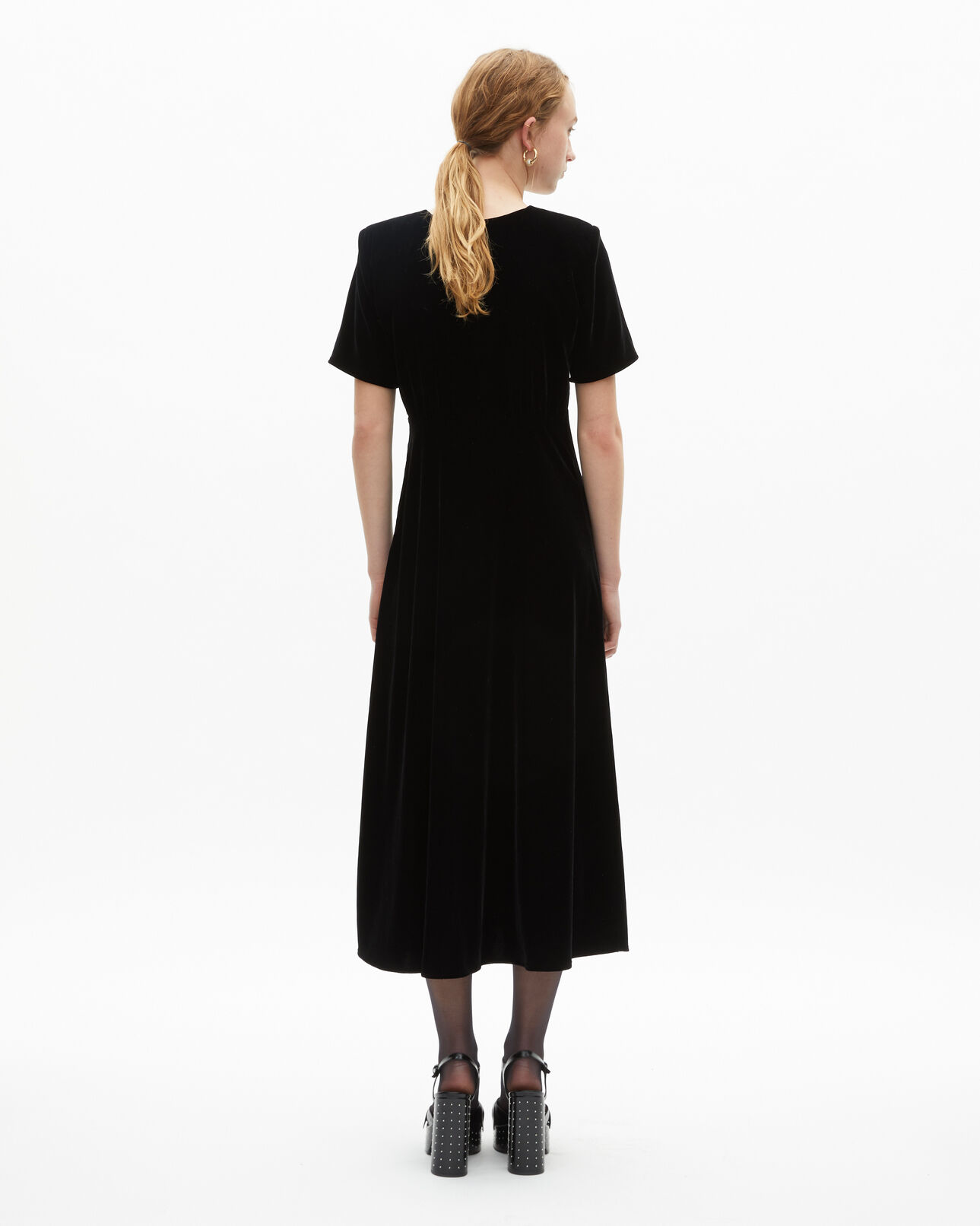 The Kooples WOMEN BLACK long black velvet dress