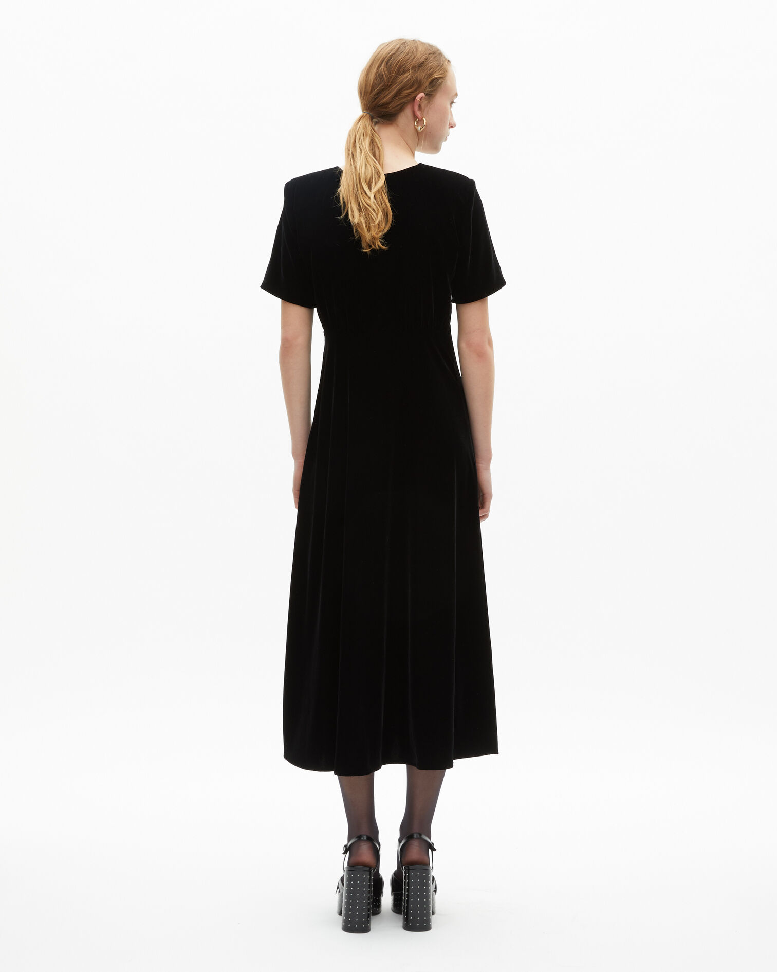 Long black velvet dress, BLACK, hi-res image number null