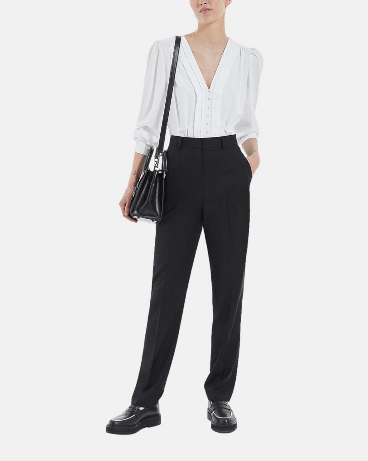 The Kooples DAMEN WHITE top krepp ecru v-ausschnitt knöpfe bezogen