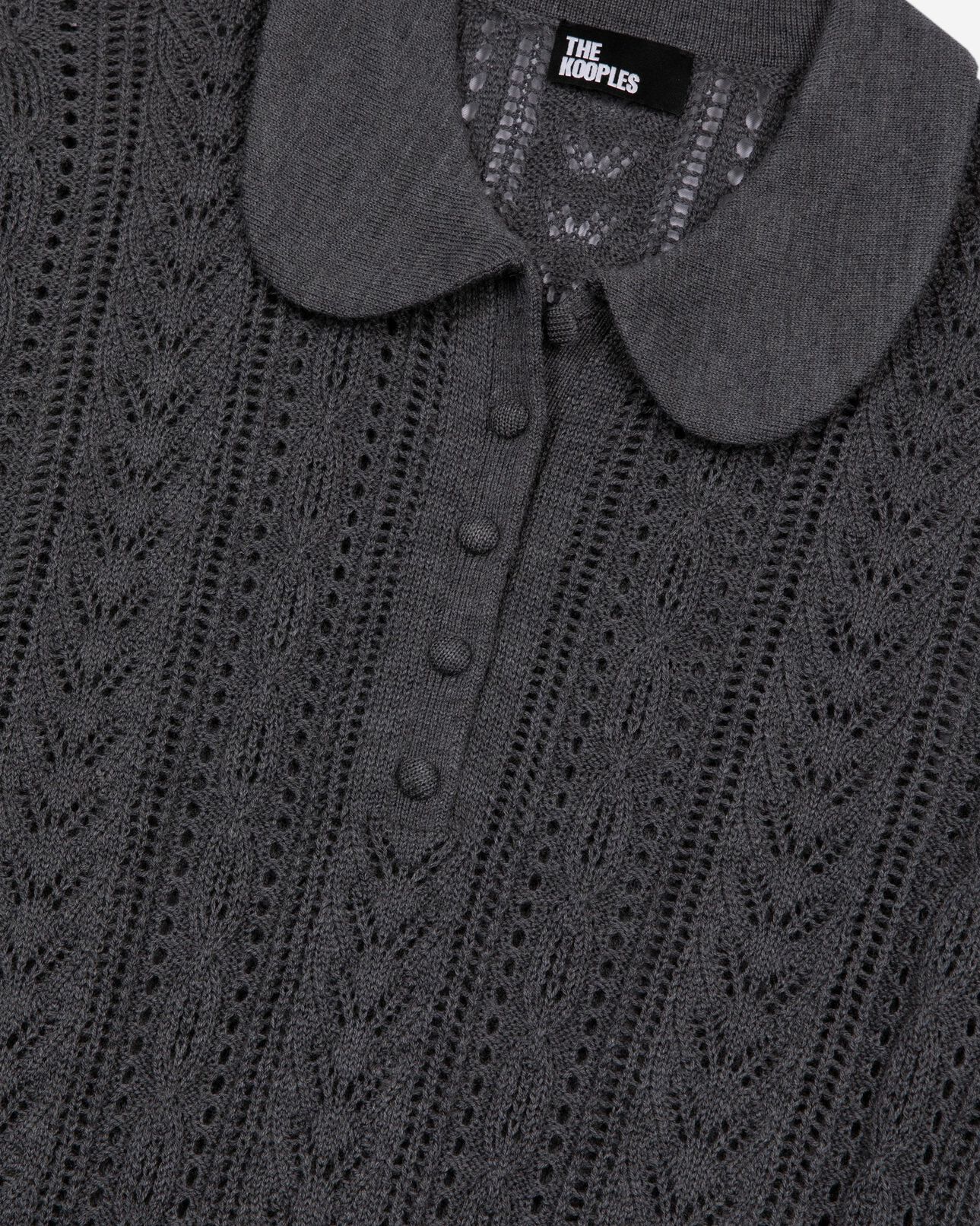The Kooples WOMEN ANTHRACITE grey merino wool short-sleeve sweater