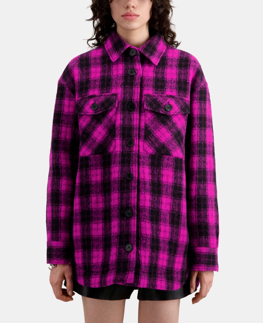 The Kooples FEMME PINK BLACK blouson style surchemise à carreaux roses