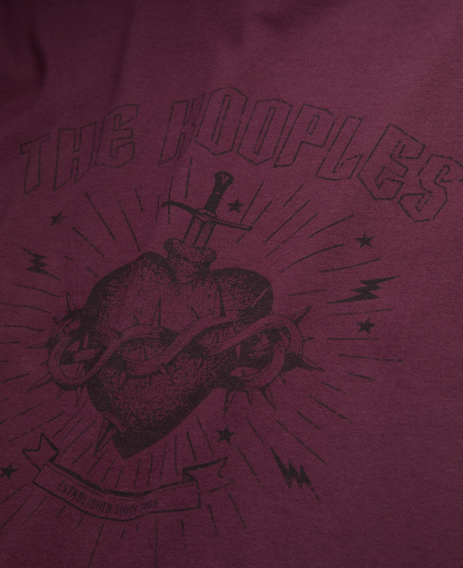 The Kooples MEN BORDEAUX men's burgundy t-shirt with dagger through heart serigraphy