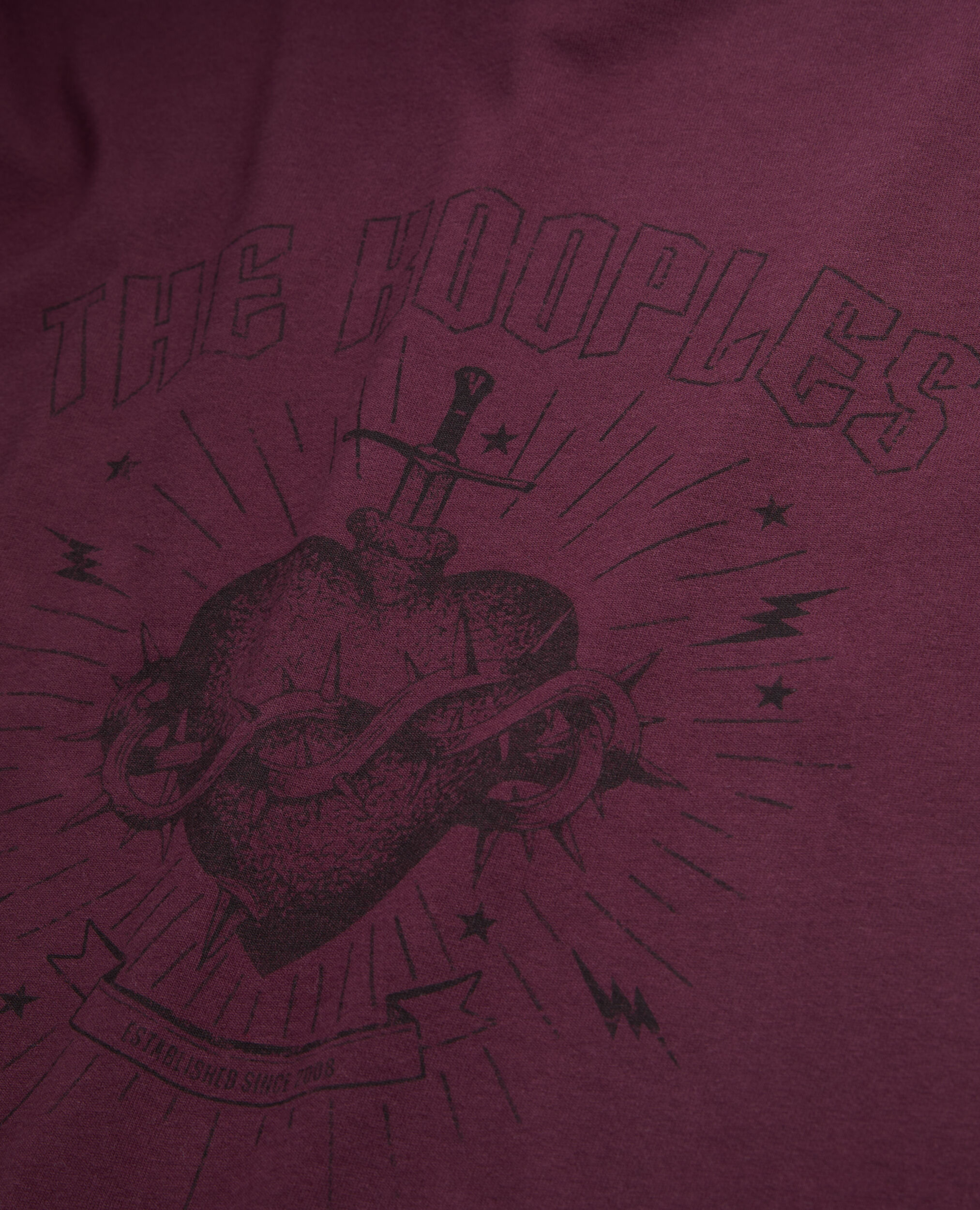 Men's burgundy t-shirt with dagger through heart serigraphy, BORDEAUX, hi-res image number null