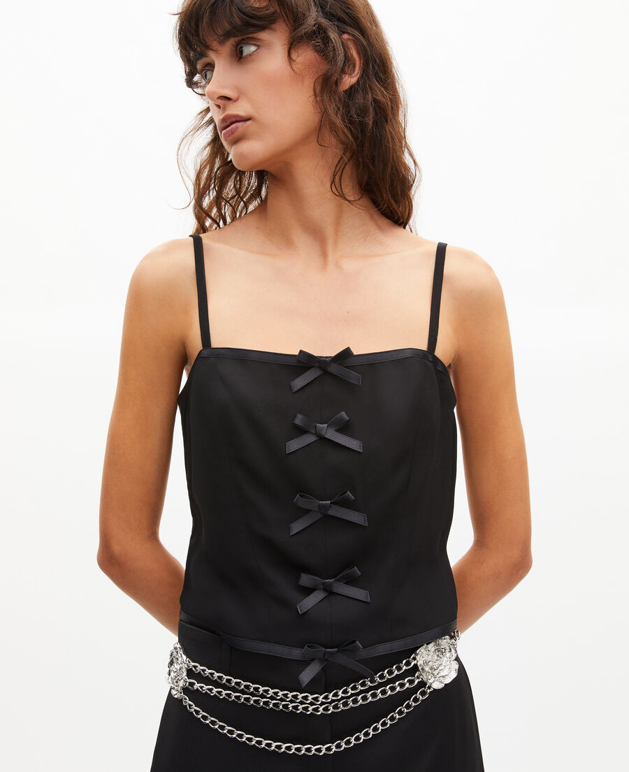 The Kooples DAMEN BLACK top mit schleifen-details schwarz