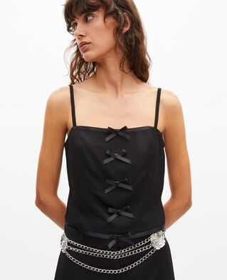 The Kooples DAMEN BLACK top mit schleifen-details schwarz