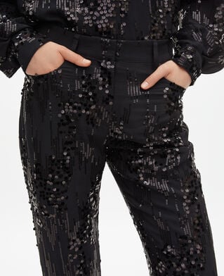 The Kooples FEMME BLACK pantalon flare à sequins noir